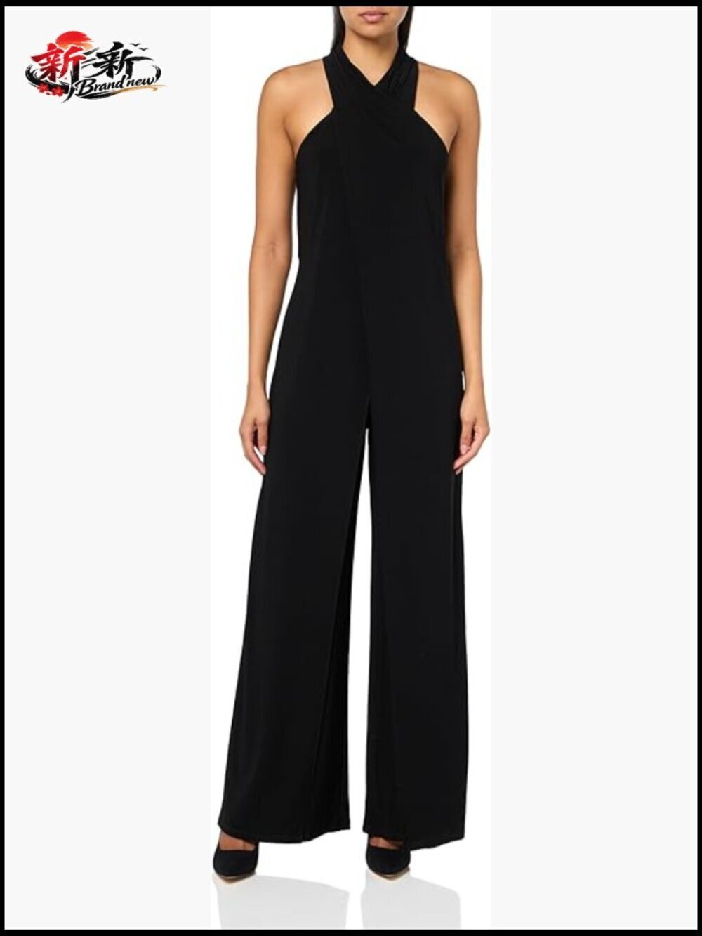 Halter Overlay Jumpsuit in Luxurious Knit Jersey Fabric - Picture 1 of 3